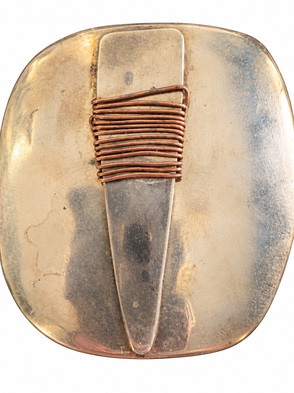 Vintage Silver & Copper Modernist Statement Pin Brooch